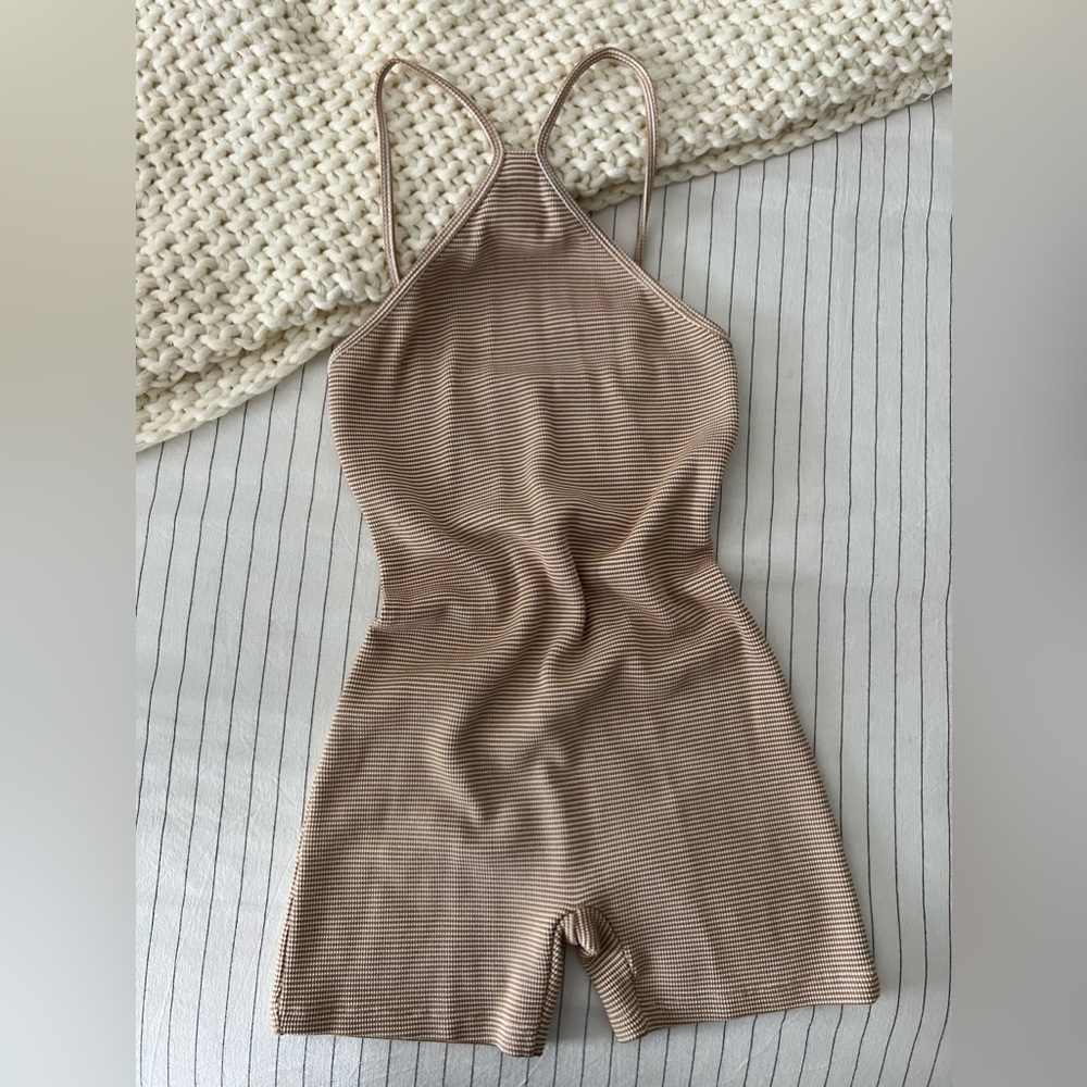 Zara Brown & White Romper Size Small